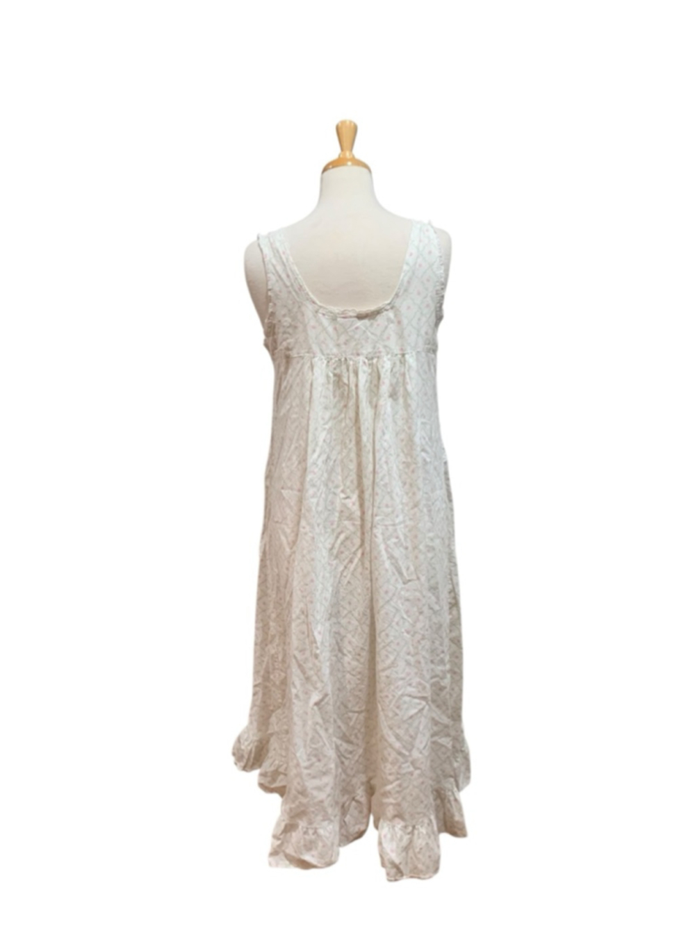 Vntg 90’s Women's LINDSEY BLAKE White Pink Floral Cotton Pajama Nightgown L - Picture 5 of 10